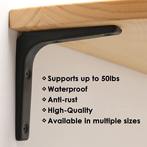 SAYAYO Wall Shelf Bracket Black, 4 Inch Heavy Duty L Bracket for Wood