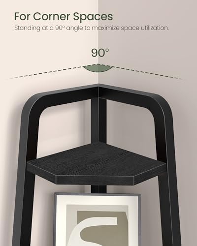 CHOEZON Corner Shelf, 5-Tier Ladder Corner Shelf, Ladder Bookshelf, 59.6" Tall Vertical Display Stand, Metal Frame Books
