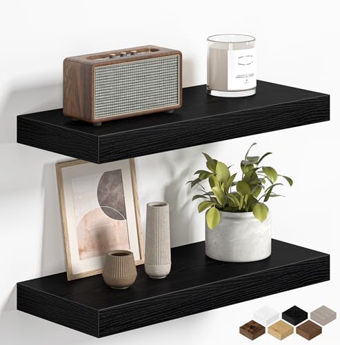 Fun Memories Floating Shelves for Wall 16 Inch, Set of 2 – Wall-Mounted Storage & Display Shelf with Invisible Bracket, 