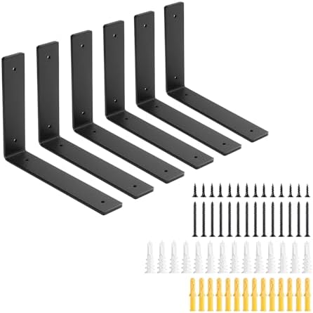 8 Inch Heavy Duty Floating Shelf L Brackets, 160 lbs, 6 Pack
