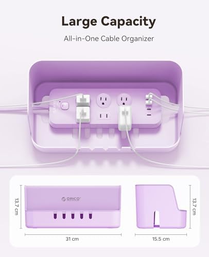 ORICO Cable Management Box with Phone Stand Lid, Large Cord Organizer Case for Hiding Power Strips & Surge Protectors, H
