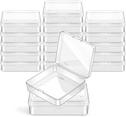 Jetec 18 Pieces Small Clear Plastic Storage Box, 3.3 x 3.3 x 1.1 Inch