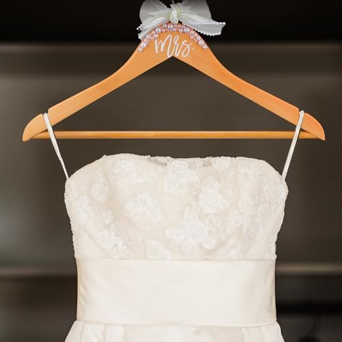 Yuntau Bride Hanger for Wedding Dress Wooden Mrs Hanger,Wood Color,Mrs