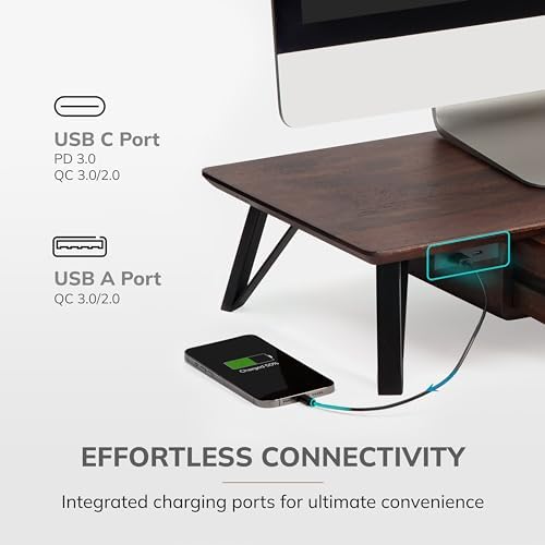 Anji Mountain Monitor Stand for Desk - Desktop Organizer & Laptop Riser, Ergonomic Monitor Riser, Space-Saving, Durable,