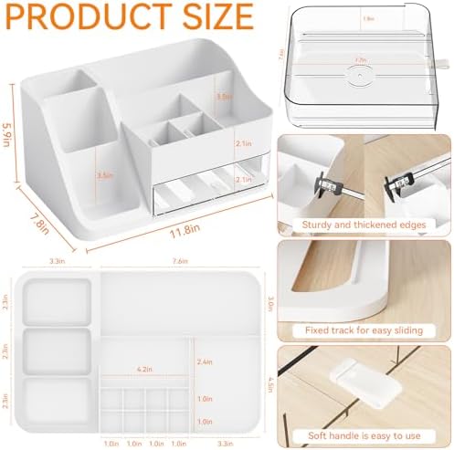 Yieach White Makeup Organizer Countertop,Large Cosmetics Storage Organizer for Make up Brush,Hair Products and Beauty Sk
