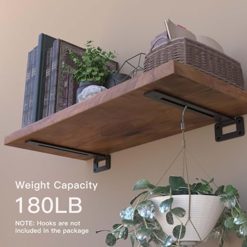 LEOPO 12 Inch 6 Pack Openwork T Shelf Bracket for DIY Floating Shelf