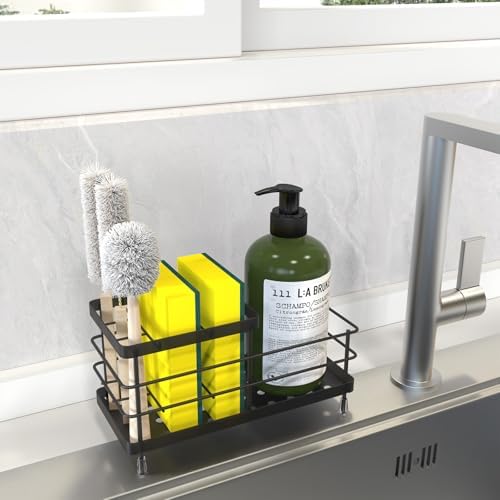 Luxspire Toothbrush Holders for Bathroom, Stainless Steel, 6 Slots, Black