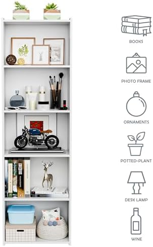 SUPER DEAL 5-Tier Open Shelf Bookcase and Bookshelf, Freestanding Display Storage Shelves Narrow Cube Storage Organizer 