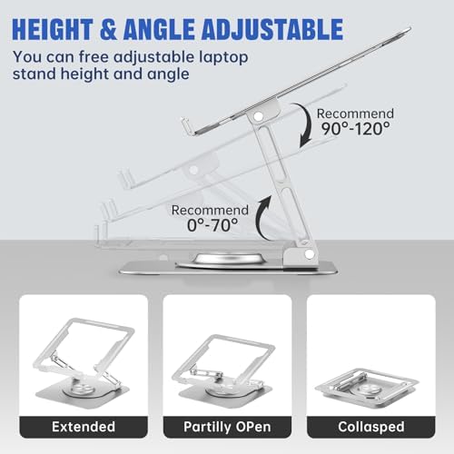 Laptop Stand for desk(360°Rotating),Aluminum laptop Riser for 10-16"Laptops