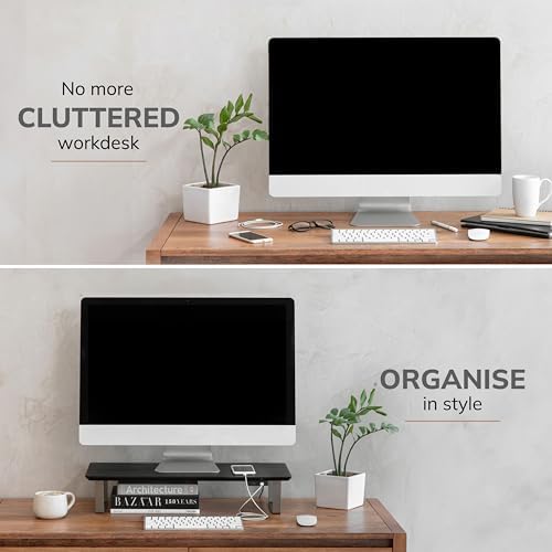 Anji Mountain Monitor Stand for Desk - Desktop Organizer & Laptop Riser, Ergonomic Monitor Riser, Space-Saving, Durable,