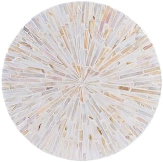 PEMAR 12.6” Handcrafted Mother of Pearl/Capiz Shell Lazy Susan–Rotating Centerpiece for Dining Table, Elegant Beach Hous