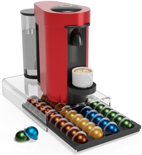 Storage Drawer for Nespresso Vertuo Coffee Pod Holder for Counter Acrylic Coffee Capsule Organizer - 40 Pods