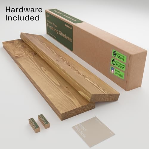 Natural Wood Floating Shelves for Wall 36 Inches Long, Oak Wooden Shelf