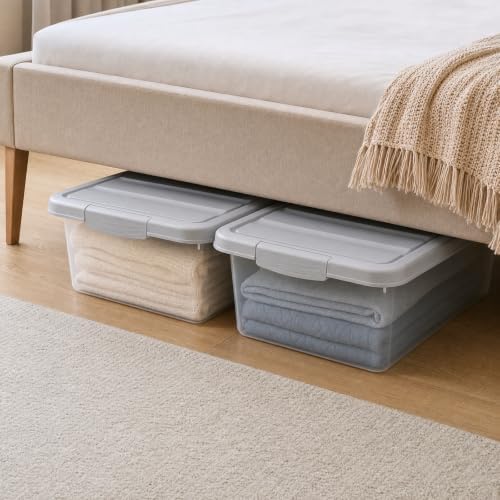 2 Pack Storage Bins with Lids, Stackable Plastic Containers, 14 Qt
