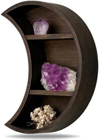 LABEND HOME Moon Shaped Shelf for Crystals - Crescent Moon Shelf Wall Mounted - Half Moon Shelf for Crystal Display, Sto