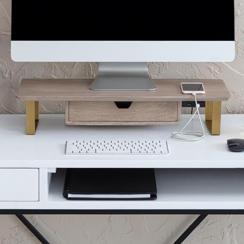 Anji Mountain Monitor Stand for Desk - Desktop Organizer & Laptop Riser, Ergonomic Monitor Riser, Space-Saving, Durable,