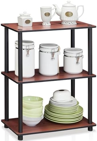 Furinno TURN-N-TUBE Storage Shelves, 3-Tier Book Shelf, Corner Shelf, Toolless Open Shelves, for Organization and Storag
