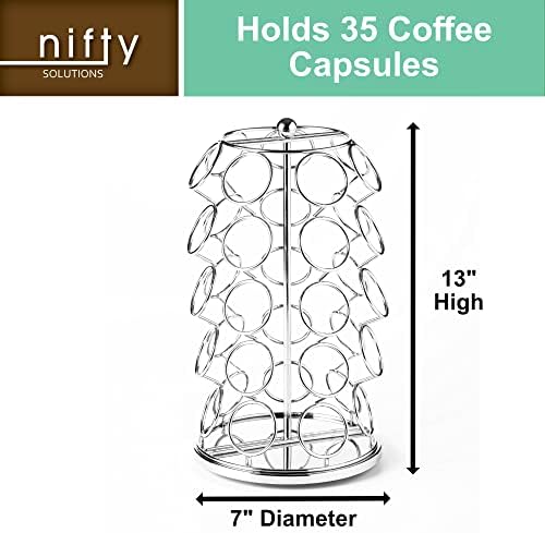 Nifty K Cup Holder – Compatible with K-Cups, Coffee Pod Carousel | 35 K Cup Holder, Spins 360-Degrees, Lazy Susan Platfo