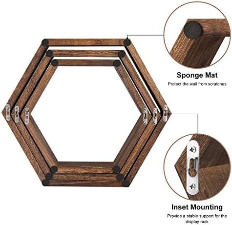 Hexagon Floating Shelves Set of 6, Paulownia Wood Honeycomb Wall Shelf