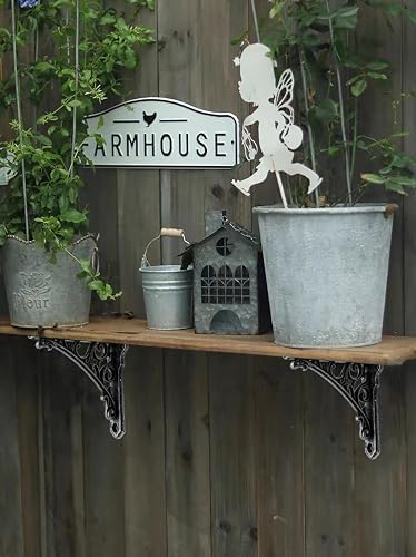 Decorative Shelf Bracket 6 inch, Rustic Black Iron Brackets for Shelving, Heavy Duty Vintage, DIY Projects, Hardware Inc