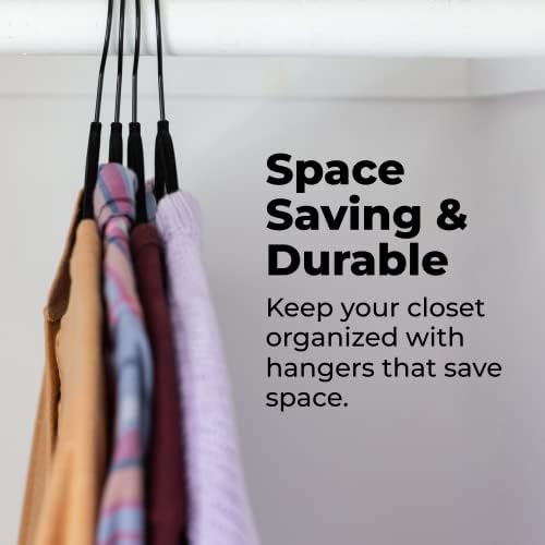 Fontaines Luxury Black Velvet Felt Non Slip Clothes Hangers 50 Pack - Ultra Slim & Space Saving - Heavy Duty Swivel Hook for Clothing, Suit, Top, Tie, Shirt, Skirt & Pant Organization