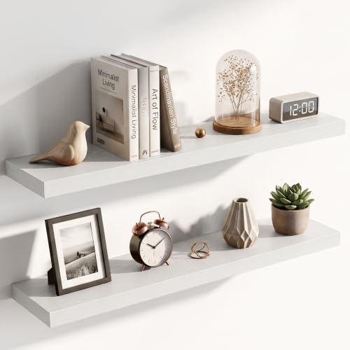 36 Inch Floating Shelves for Wall 2 Pack, Wood Wall Bathroom Shelves