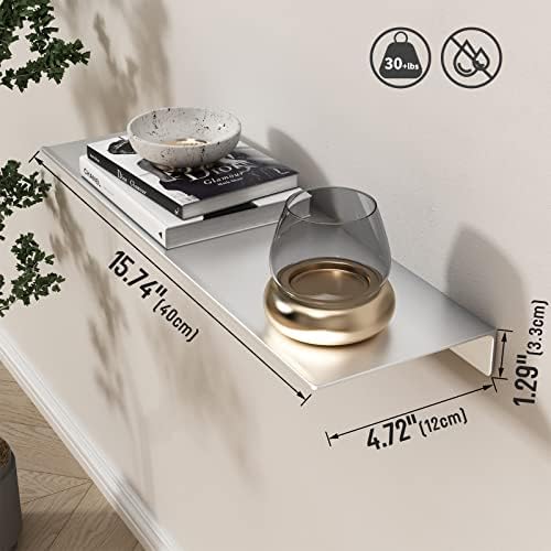 Danpoo 16 inch Floating Shelf for Wall Organizer & Storage, Display Shelf, Metal Wall Shelf for Bathroom, Living Room, K