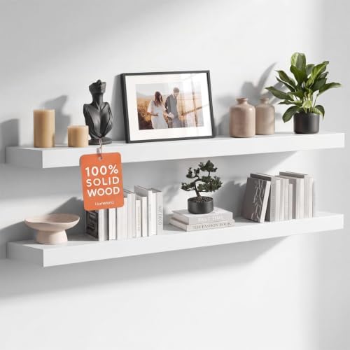 Homeforia 42 Inch Floating Shelves, High-End Solid Pine Wood, Set of 3