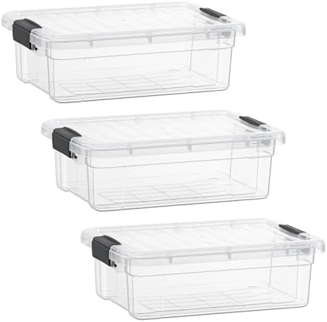 Superio 7.4 Quart Clear Plastic Storage Bin with Lid, Stackable Organizer Box, BPA-Free Storage Container for Home, Gara