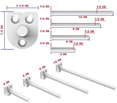 4 in Hidden Floating Shelf Brackets 6 Pack, 1/4" Thick Heavy Duty