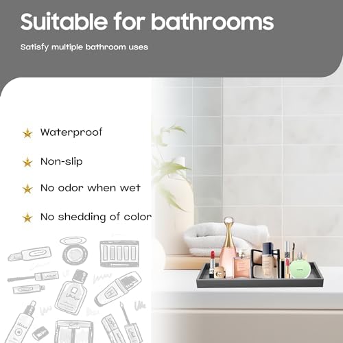 Vanity and Bathroom Tray, 11.8" ABS Countertop Organizer,Waterproof Vanity Tray for Toilet Tank,Perfume,Soap,Keys,Bathro
