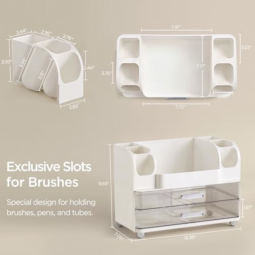 HBlife Makeup Organizer for Vanity with Brush Holder, Large Bathroom Countertop Cosmetic Organizer Skin Care Storage, Ea