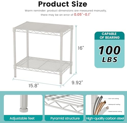 SINGAYE Bookshelf Shelves Bookcase Shelf 2 Tier Wire Shelving Adjustable