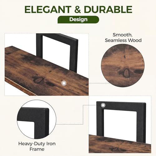 Bamworld Floating Shelves for Wall Planters Indoor Wall Decor, 2 Pack Brown