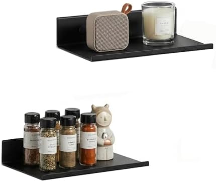 Z metnal Small Floating Shelves for Wall, 8-Inch Modern Aluminum Metal Display Shelf, Rustproof Minimalist Decor Wall Sh