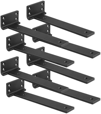 Black Floating Shelf Brackets 12 inch 8 Pack L Brackets for Floating Shelves Metal Heavy Duty Shelf Bracket for DIY Shel