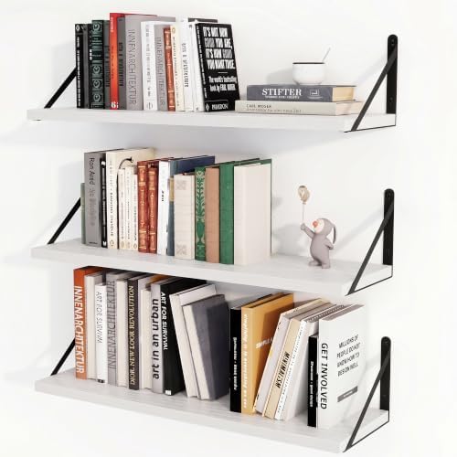 Heimlove Floating Book Shelves for Wall,27.56Inches Long Wall Mounted Bookshelves,Heavy Duty Bracket Shelves for Living 