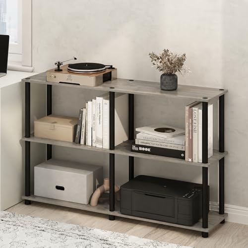 Furinno Turn-N-Tube Toolless Assembly Storage Shelves, 3-Tier 47.4 Inch Book Shelf, Corner Shelf, for Organization and S
