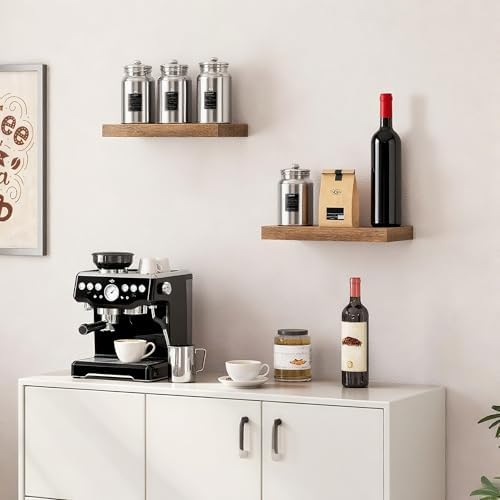 Vervida® Rustic Brown Floating Wall Shelves 24in Set of 3 Holds 38lbs