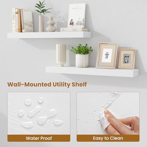Fun Memories Floating Shelves 30 Inch, Wall Mounted Wood Shelf Set of 2, Farmhouse Decor for Bathroom, Bedroom, Kitchen,