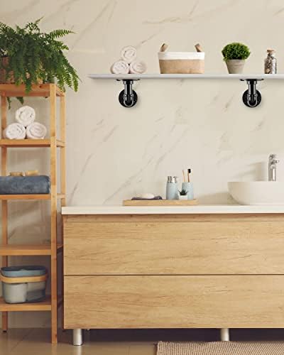 MUZIK 4Pcs 7"×4" L Pipe Shelf Bracket, Heavy Duty Wall Mount, DIY Shelving