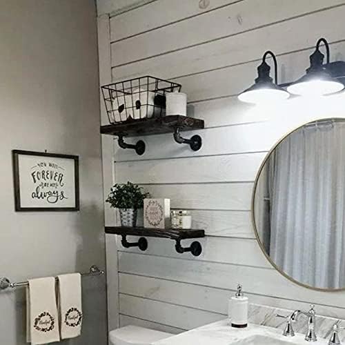 Janyang Industrial Pipe Shelf Brackets for 8 10 12 14 inches Board, Iron L Pipe Floating Shelves, Heavy Duty Metal Shelv