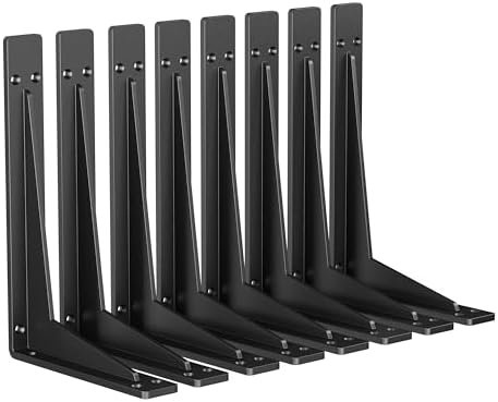 NEODROP 8-Pack 6 Inch Heavy Duty Shelf Brackets, Premium Metal Wall Bracket for Mantel, Countertop Support, Garage Stora