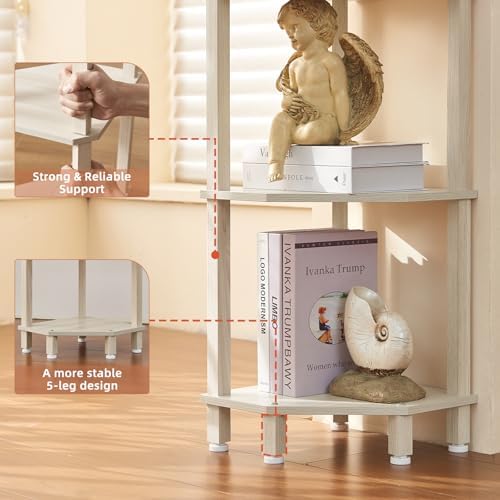 YUFAM 3-Tier Corner Shelf, Grey White