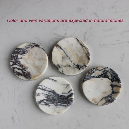 Genuine Italian Calacatta Viola Marble Soap Dish, Round Small Jewelry Dish, Sponge Holder for Bathroom, Kitchen, Christm