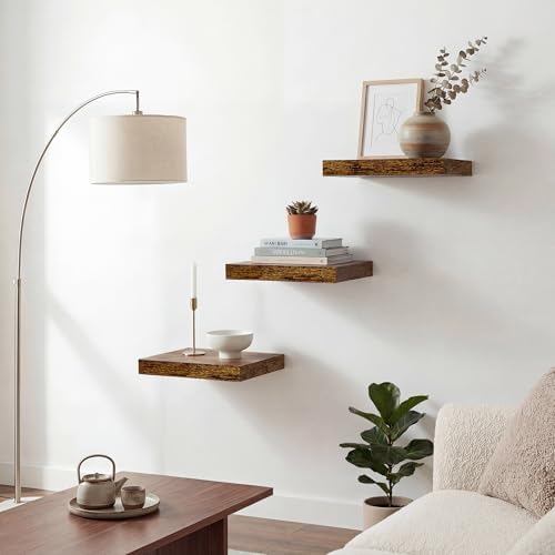 Floating Shelves for Wall 9 Inch,9.3" Deep Square Floating Shelf Set of 3,Wall Shelves Hanging Shelf with Invisible Brac