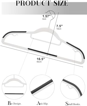 HOUSE DAY Slim Plastic Hangers 30 Pack, Non Slip White Clothes Hangers