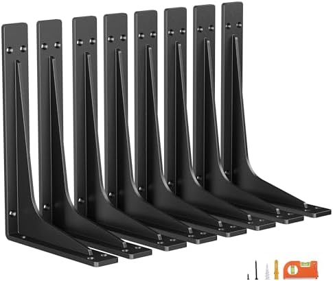 NEODROP 8 Inch Heavy Duty Shelf Brackets, Premium Metal Wall Bracket for Mantel, Countertop Support, Garage Storage Shel