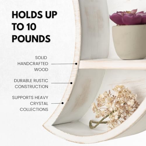 LABEND HOME Moon Shaped Shelf for Crystals - Crescent Moon Shelf Wall Mounted - Half Moon Shelf for Crystal Display, Sto