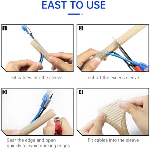 Cable Management, 16FT Wire Management Computer Cord Desk Organizer Protectors from Pets No Chew (Wood Color, 13mm-(1/2"